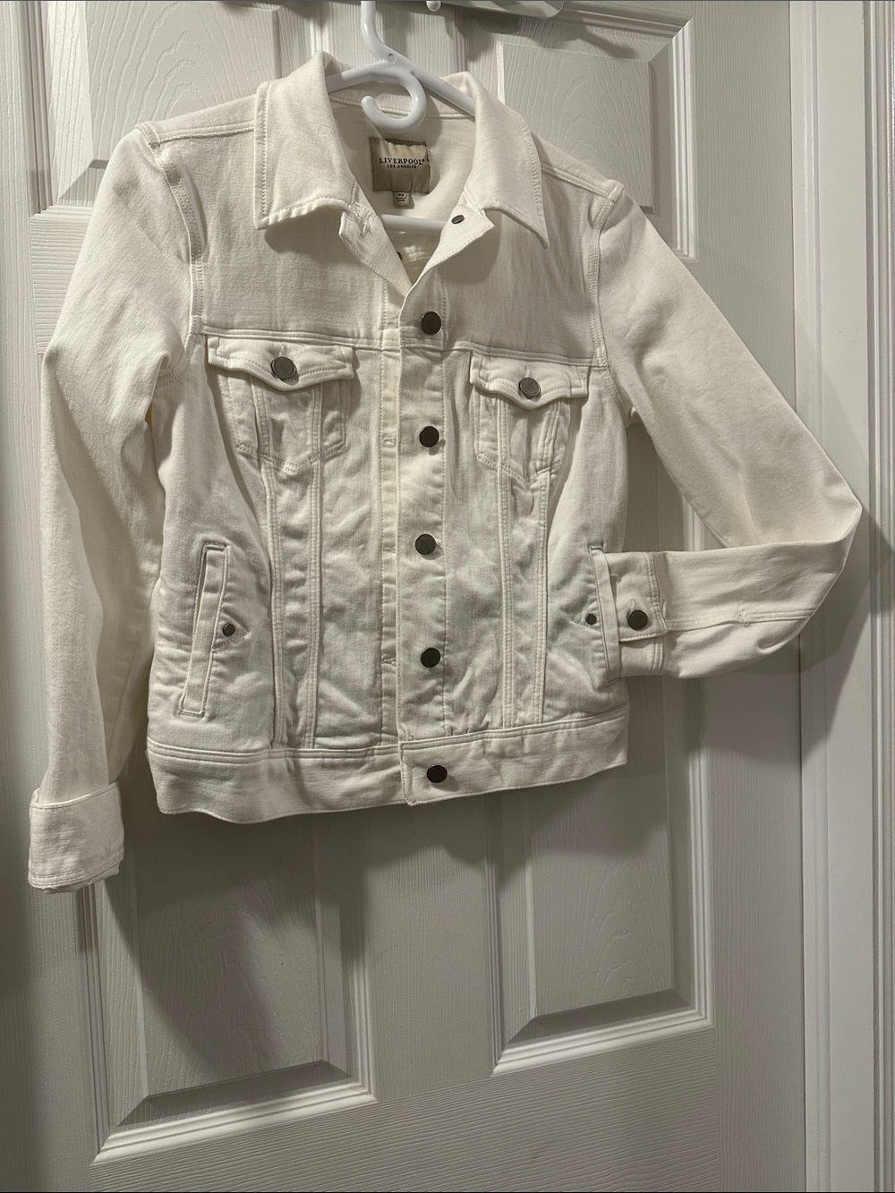 LIVERPOOL White Denim Y2K Jacket - Women's Retro Classic Trucker Sz XS